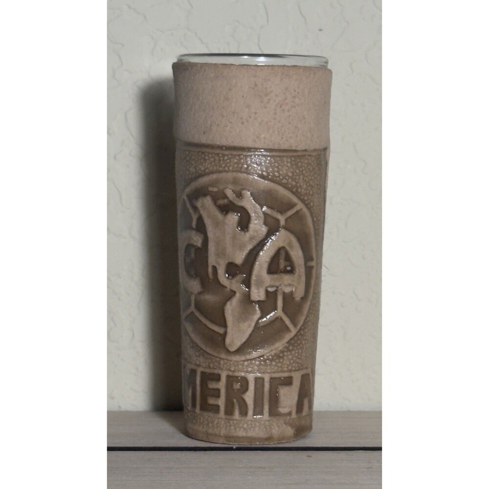 Leather-Wrapped Club América México Highball Tequila Whiskey Shot Glass 2017/18